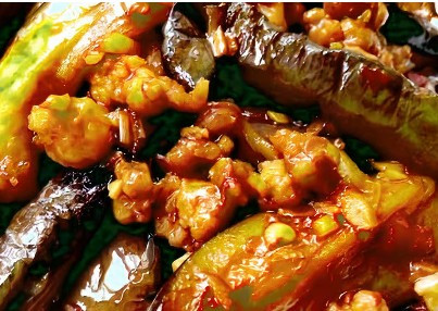 Eggplant with Sweet Chilli and Pork Mince